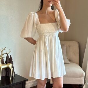 Abercrombie & Fitch White Puff Sleeve Mini Dress